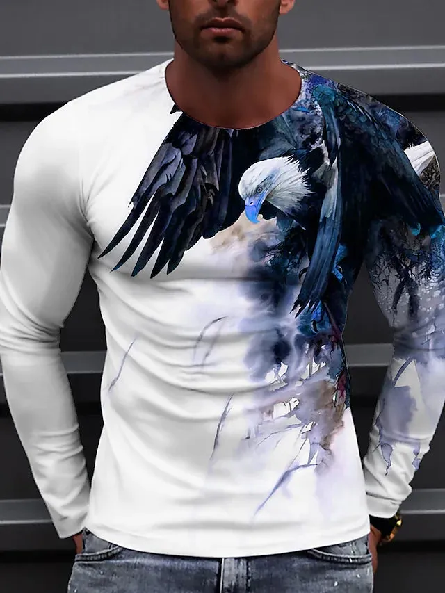 3D Graphic Printed Short Sleeve Shirts Eagle Crew