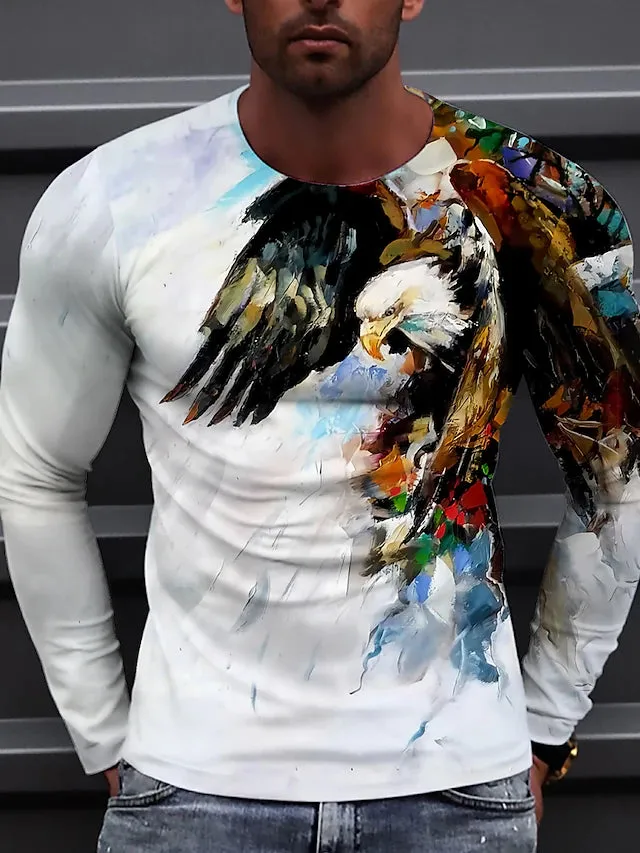 3D Graphic Printed Short Sleeve Shirts Eagle Crew