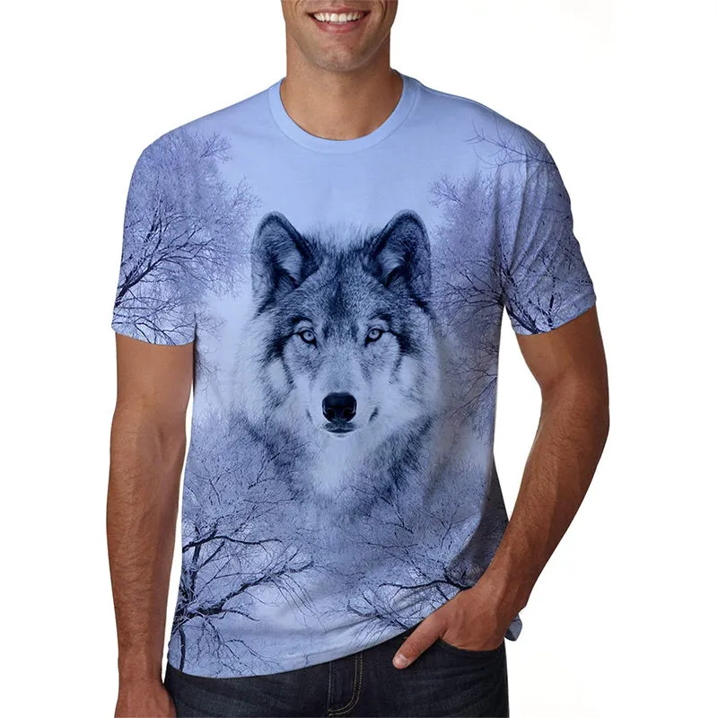 3D Graphic Printed Short Sleeve Shirts Wolves