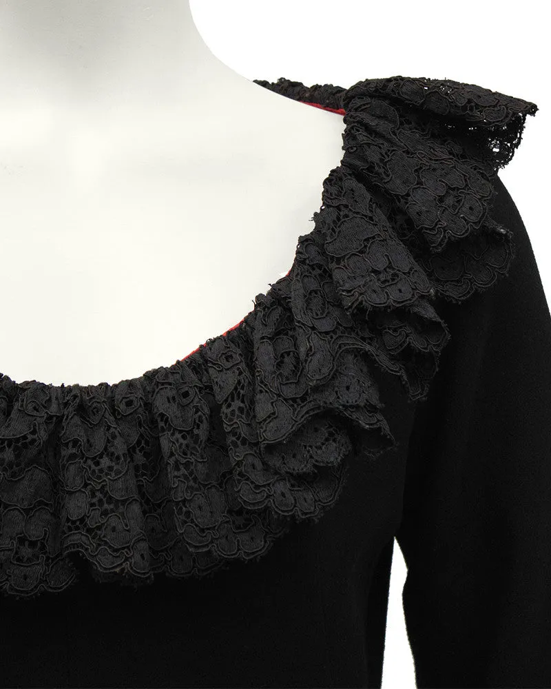 Black Gown with Lace Trim