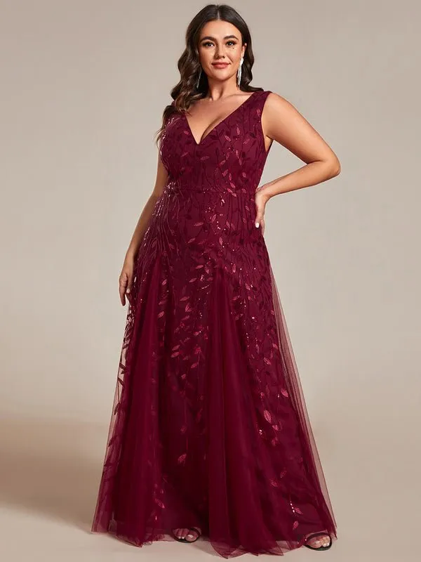 Blessing sleeveless tulle and sequin trumpet mermaid dress