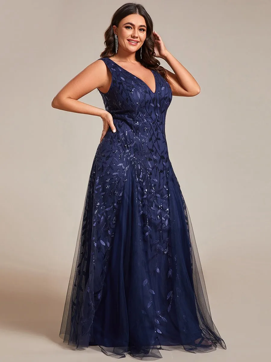 Blessing sleeveless tulle and sequin trumpet mermaid dress