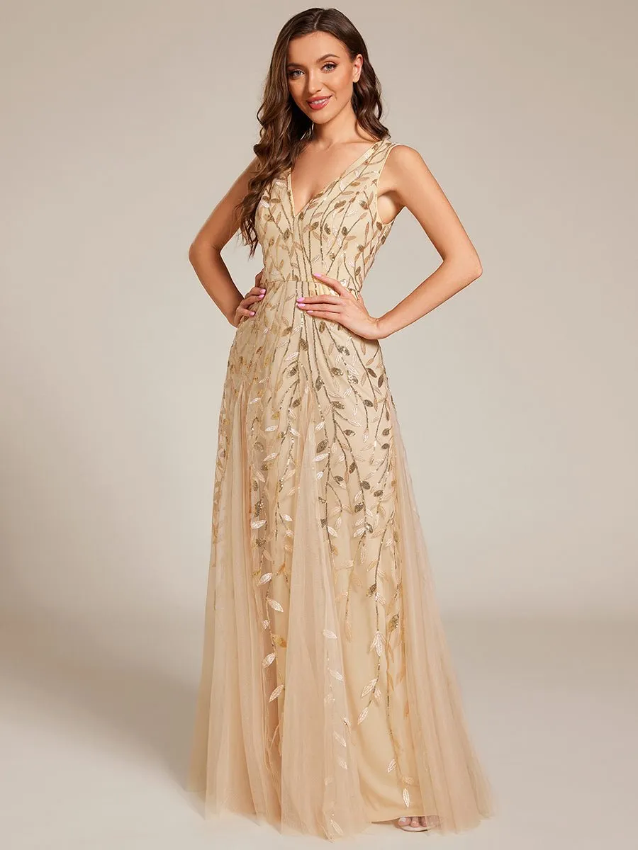 Blessing sleeveless tulle and sequin trumpet mermaid dress