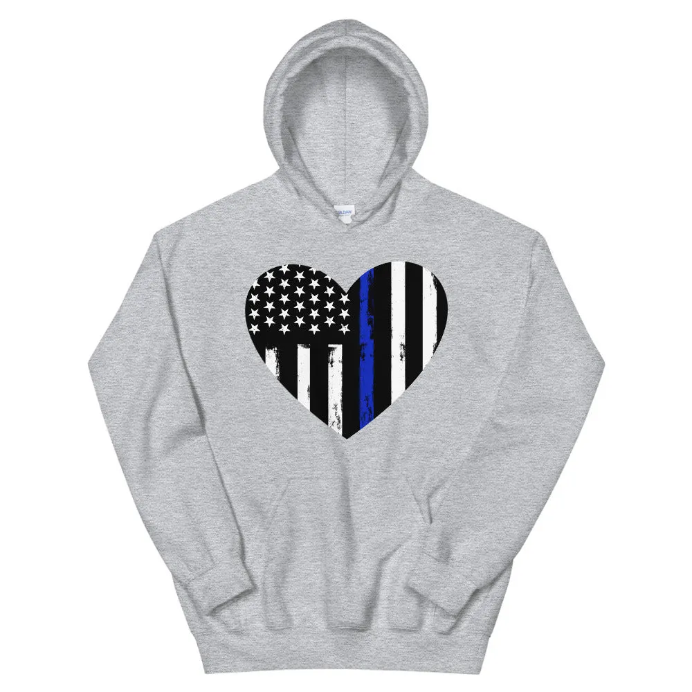 Blue Line Heart Unisex Hoodie