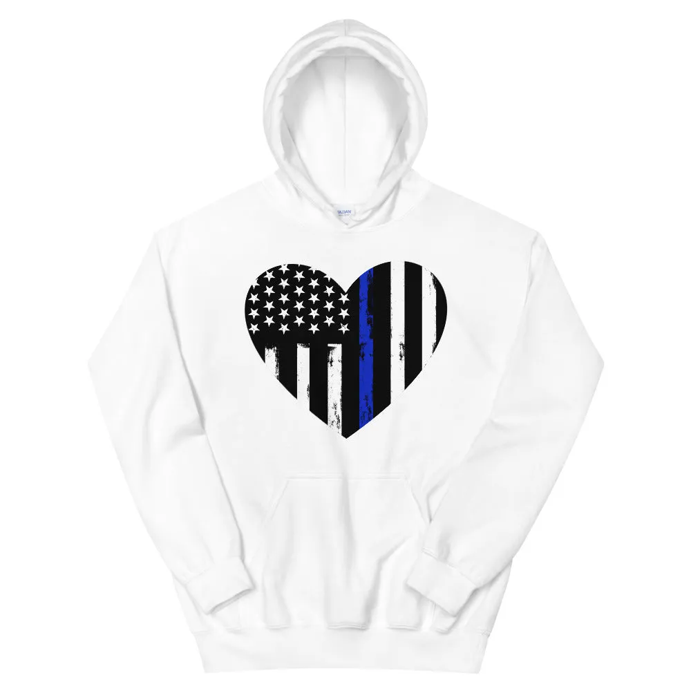 Blue Line Heart Unisex Hoodie
