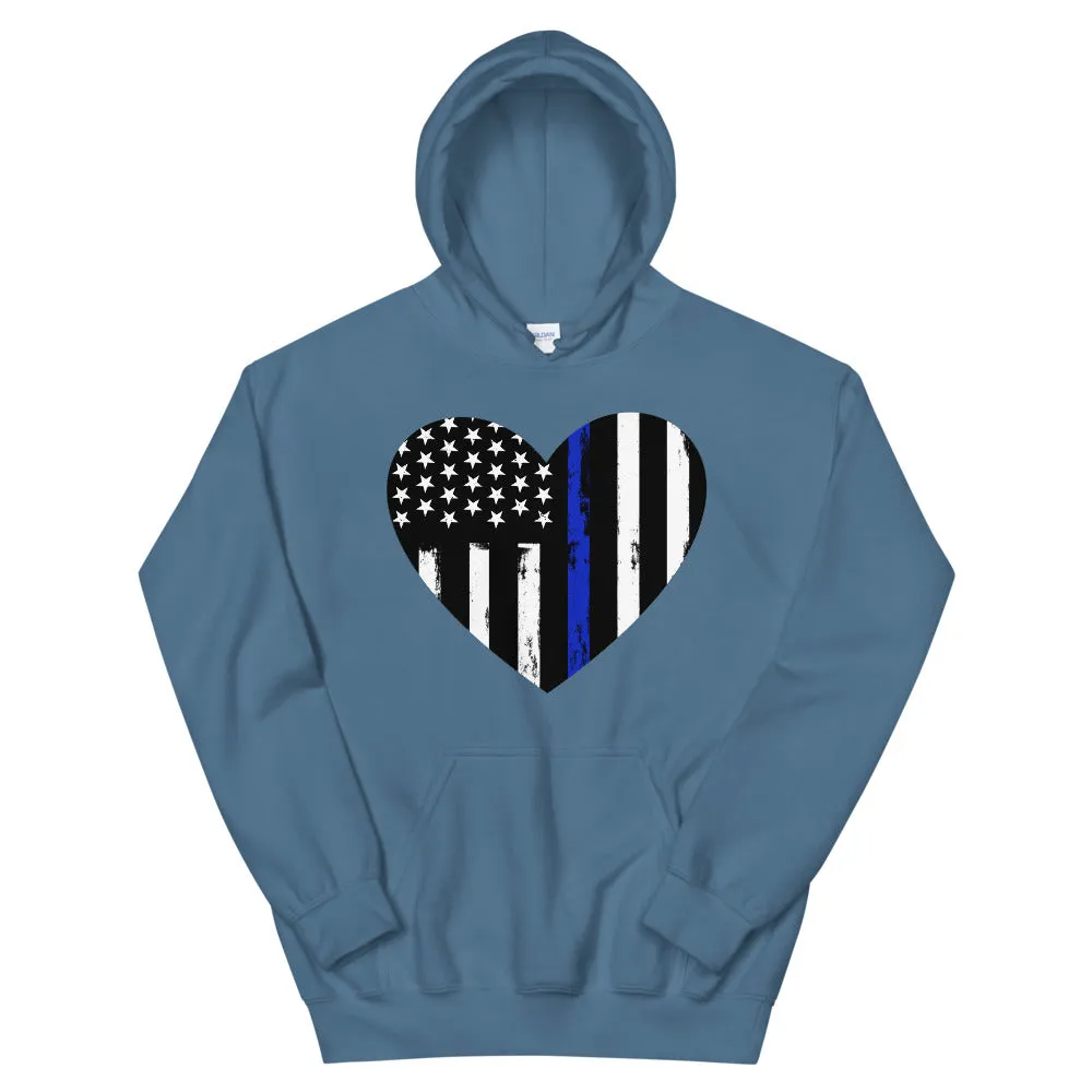 Blue Line Heart Unisex Hoodie