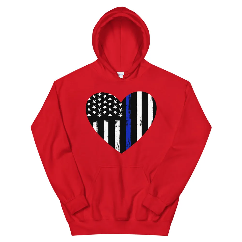 Blue Line Heart Unisex Hoodie