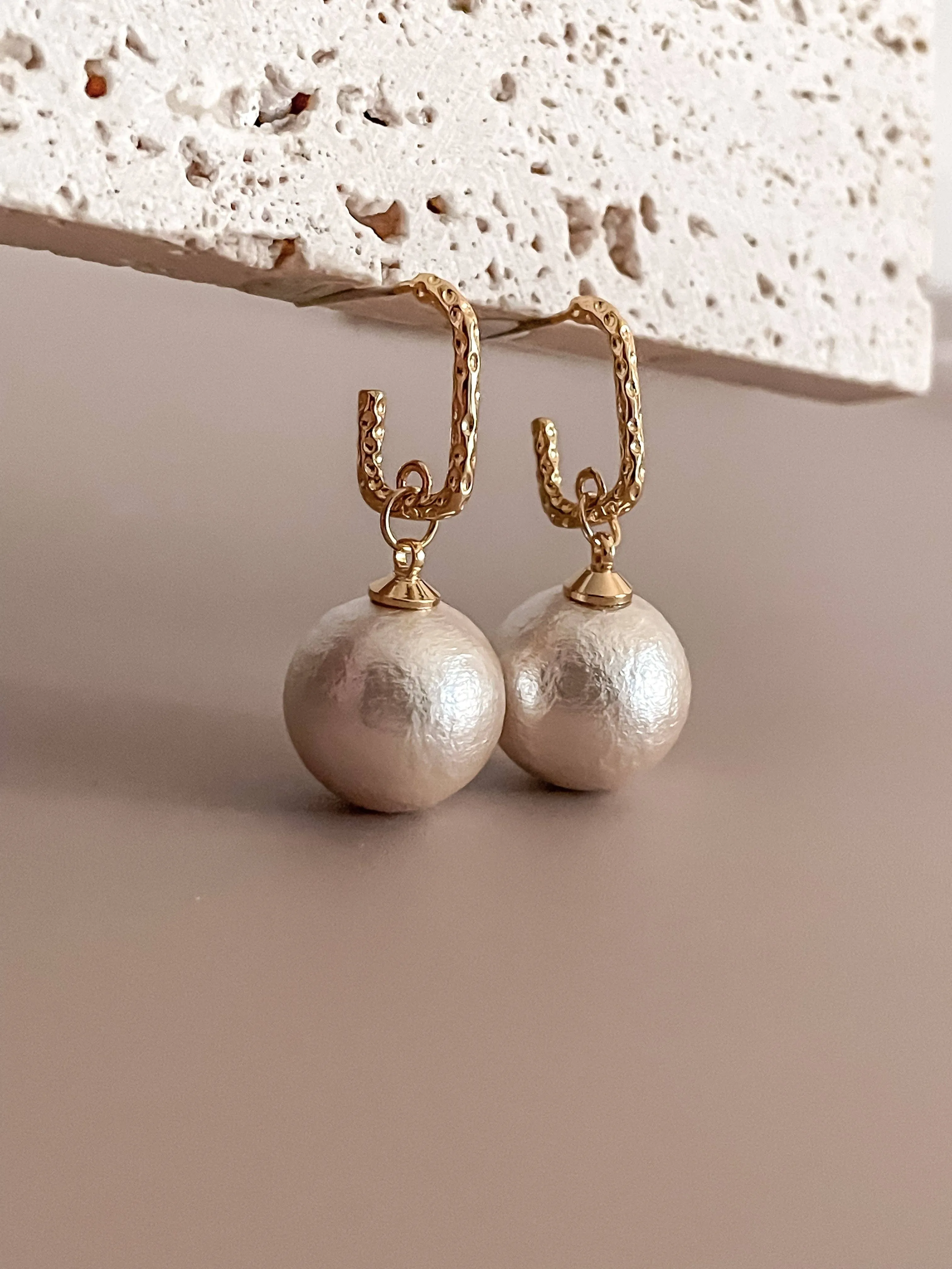 Cotton Pearl Balls Drop Earrings