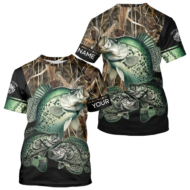 Crappie fishing green scales camo Custom name fishing shirts jerseys | Tshirt - NPQ883