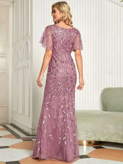 Eliza tulle sleeve mother of bride or bridesmaid dress