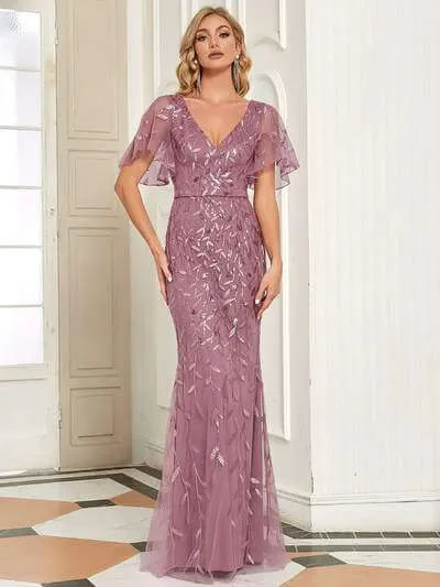 Eliza tulle sleeve mother of bride or bridesmaid dress