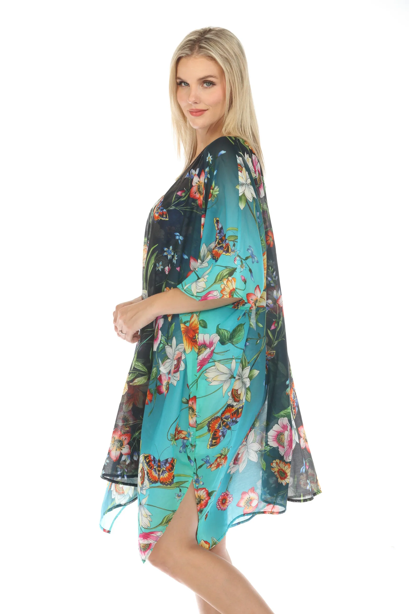 Johnny Was Ombre Garden Swim Cover-Up Adjustable Kaftan Dress CSW8123-Y