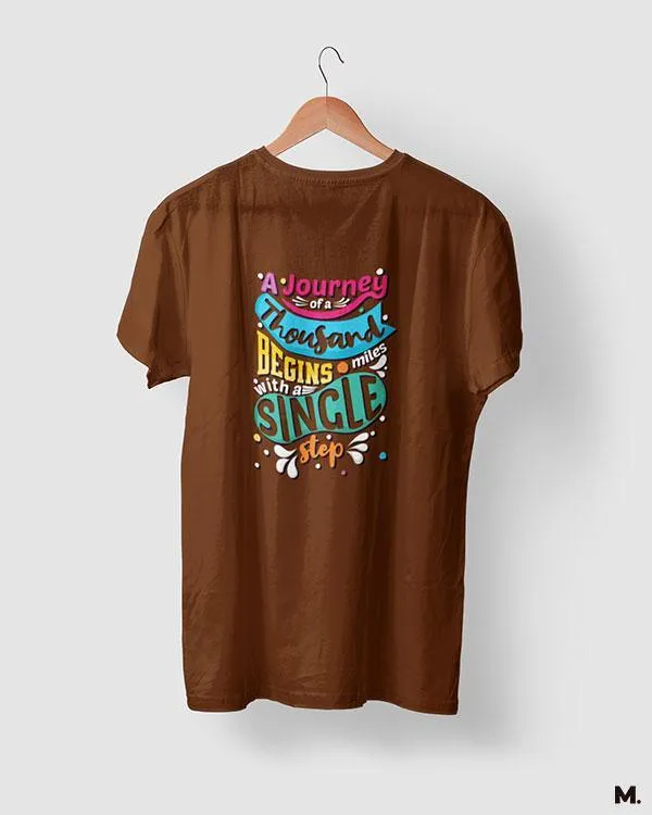 Journey of 1000 miles printed t shirts