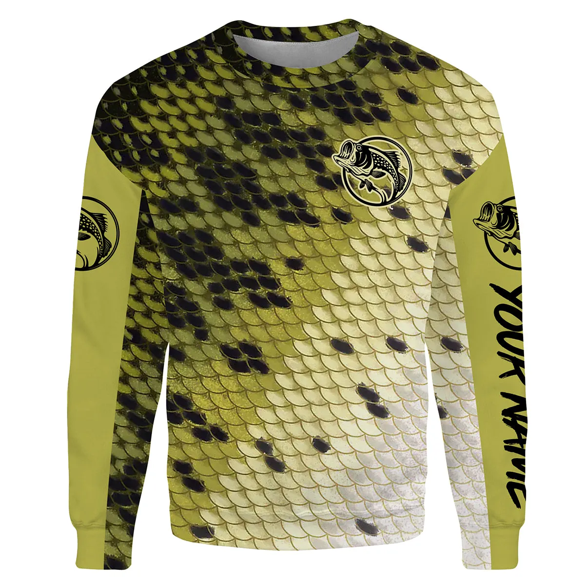 Largemouth Bass fishing green scales Custom fishing tournament Sweatshirt - NPQ559