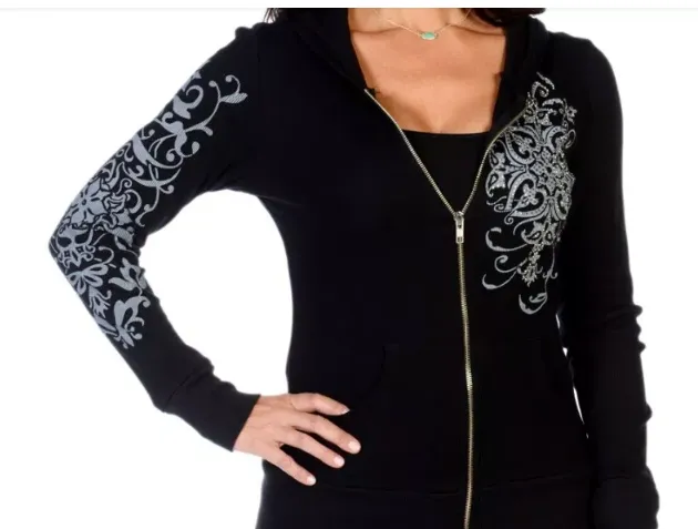 Liberty Wear Collection Tops: Zip Up Hoodie Vintage Crystal