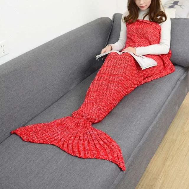 Mermaid Tail Blanket 14 Colors Crochet For Adult Super Soft All Seasons Comfort