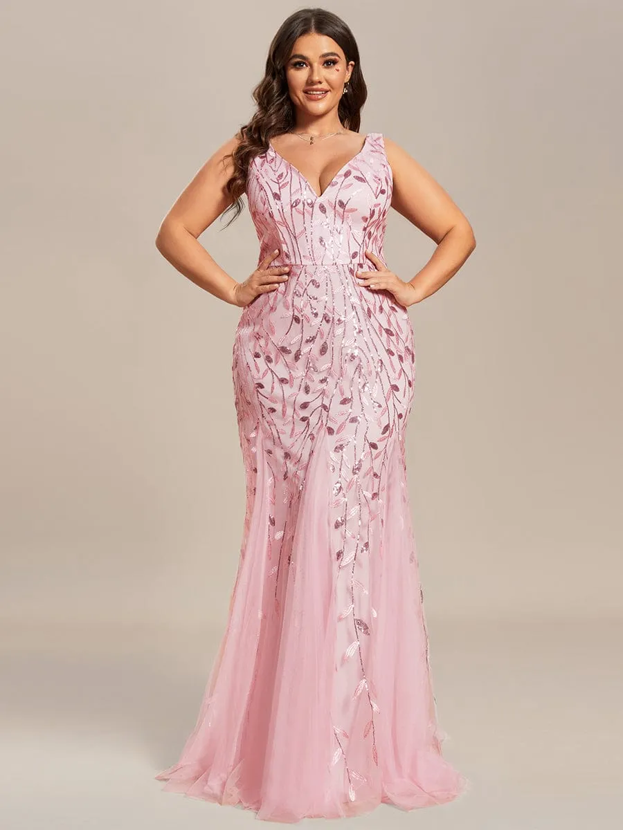 Paula sleeveless tulle and sequin trumpet mermaid dress more colors