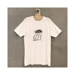 STRAUSS Mens T-Shirt Black Barn - White