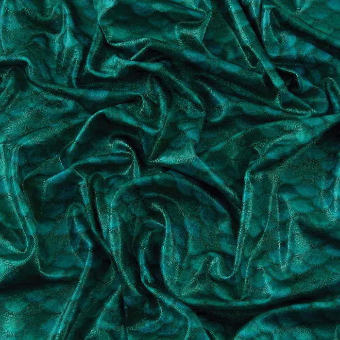 Stretch Fabric, Holographic Mermaid Scales, Emerald