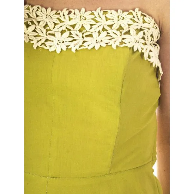 Vintage Sun Dress Chartreuse Green Cotton Full Skirt/Bolero Jacket 1940s 34-28-Free