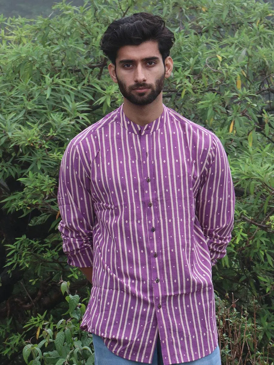 Violet Block Printed Cotton Shirt