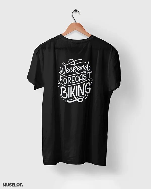 Weekend forecast biking printed t shirts